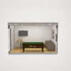 Garden cube internal side view sports room Garden cube internal side view sports room
