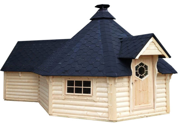 Grill Cabin 16.5 m2 with extension without background Grill Cabin 16.5 m2 with extension without background